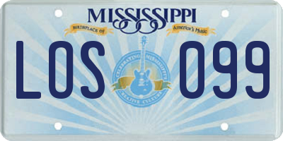MS license plate LOS099