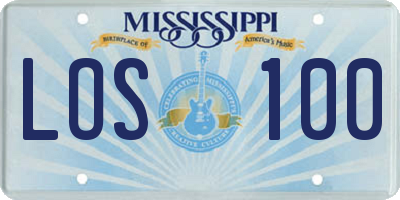MS license plate LOS100