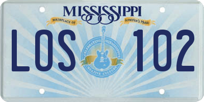 MS license plate LOS102