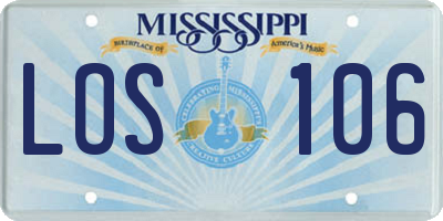 MS license plate LOS106
