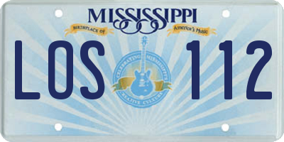 MS license plate LOS112