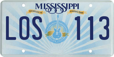 MS license plate LOS113