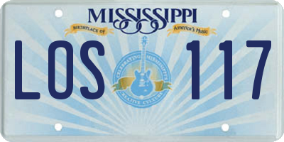 MS license plate LOS117