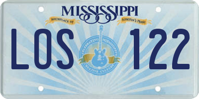MS license plate LOS122