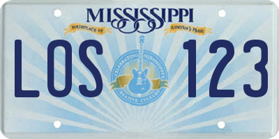MS license plate LOS123