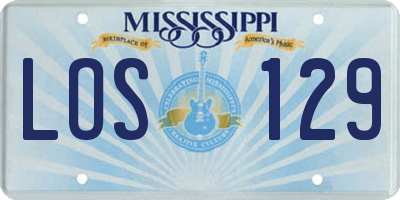 MS license plate LOS129