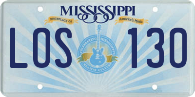 MS license plate LOS130