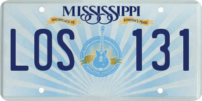 MS license plate LOS131