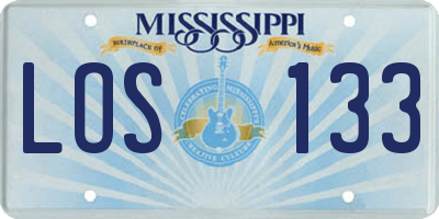 MS license plate LOS133