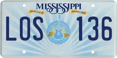 MS license plate LOS136