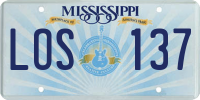 MS license plate LOS137