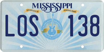MS license plate LOS138