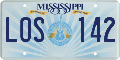 MS license plate LOS142