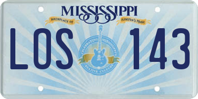 MS license plate LOS143
