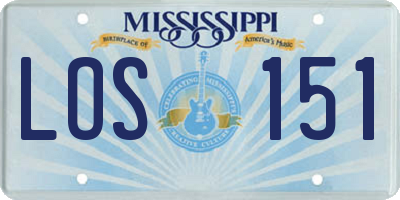 MS license plate LOS151