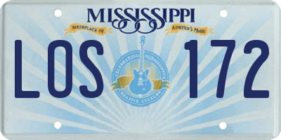MS license plate LOS172