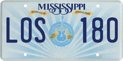 MS license plate LOS180