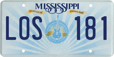 MS license plate LOS181