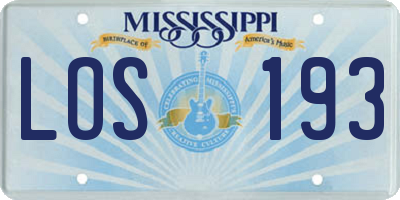 MS license plate LOS193