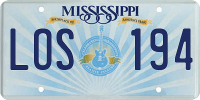 MS license plate LOS194
