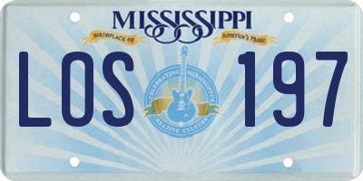 MS license plate LOS197