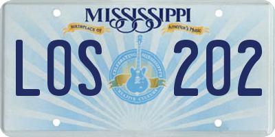 MS license plate LOS202