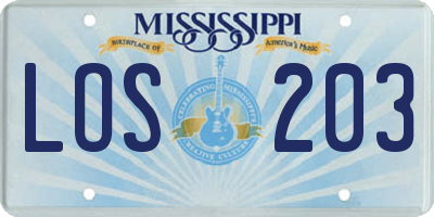 MS license plate LOS203
