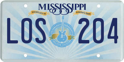 MS license plate LOS204