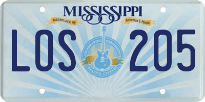 MS license plate LOS205