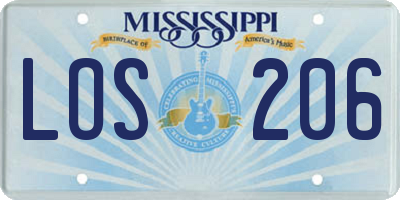 MS license plate LOS206