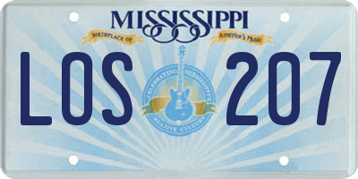 MS license plate LOS207