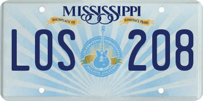 MS license plate LOS208