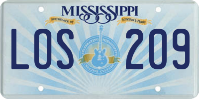 MS license plate LOS209