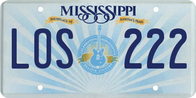 MS license plate LOS222