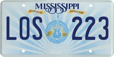 MS license plate LOS223