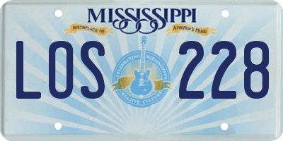 MS license plate LOS228