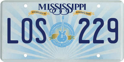 MS license plate LOS229