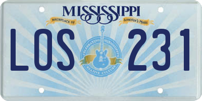 MS license plate LOS231
