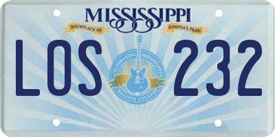 MS license plate LOS232