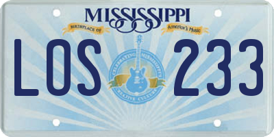MS license plate LOS233