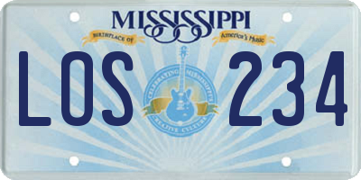 MS license plate LOS234