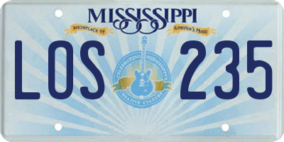 MS license plate LOS235