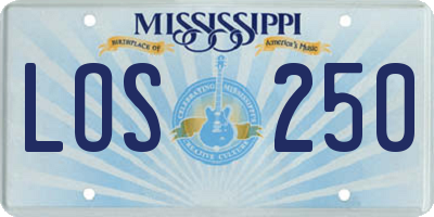 MS license plate LOS250