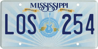 MS license plate LOS254