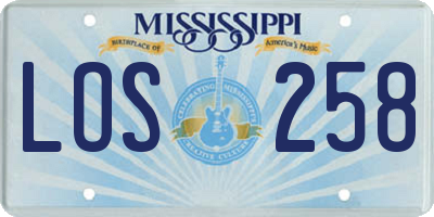MS license plate LOS258