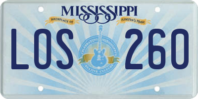 MS license plate LOS260