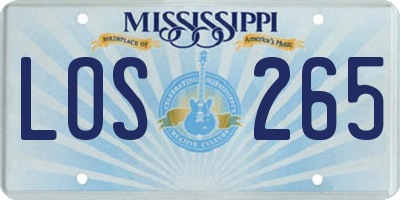 MS license plate LOS265