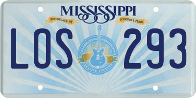 MS license plate LOS293