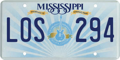 MS license plate LOS294