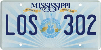 MS license plate LOS302